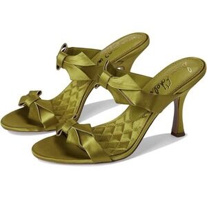 Sam Edelman Jasmine heeled sandals Green Satin Size 7 Bow